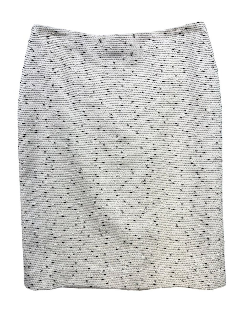 Talbots Womens Tweed Pencil Mini Skirt Size 2 White Black Dotted Textured Slit